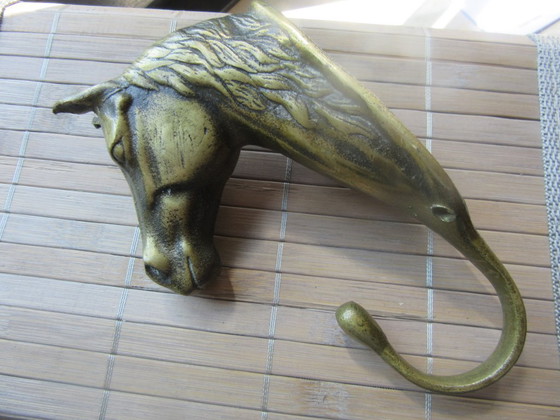 Image 1 of Gancio appendiabiti vintage in ottone a forma di testa di cavallo (rif. 110726010)