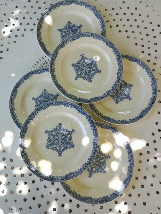 Image 1 of 6 platos de postre de piedra de hierro J. Vieillard Bordeaux "Garland"