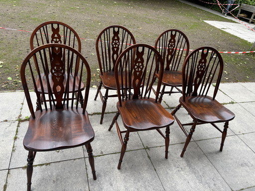 6 sedie Windsor vintage con ruote