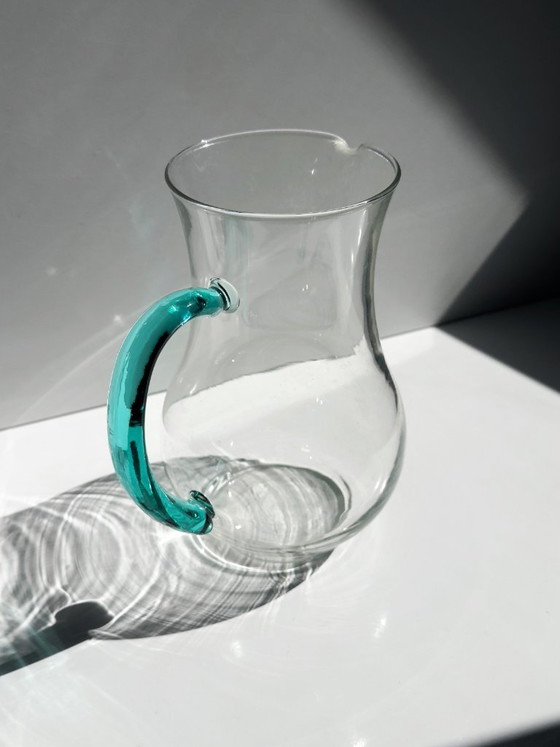 Vintage Luminarc Karaf met Turquoise Groen Glazen Handvat, Frankrijk, Jaren 80 – Glazen & Karaffen, Glass (photo 3 of 5)