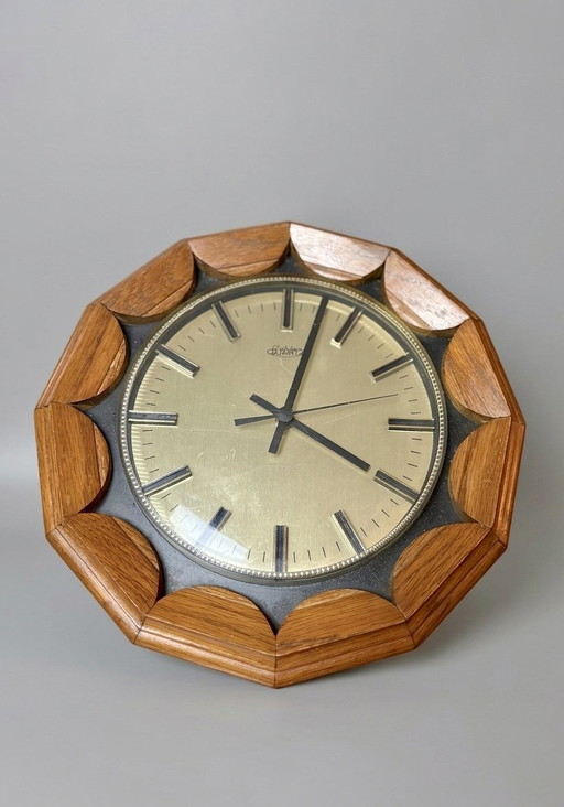 Mooie vintage houten klok uit de 60s van Richter