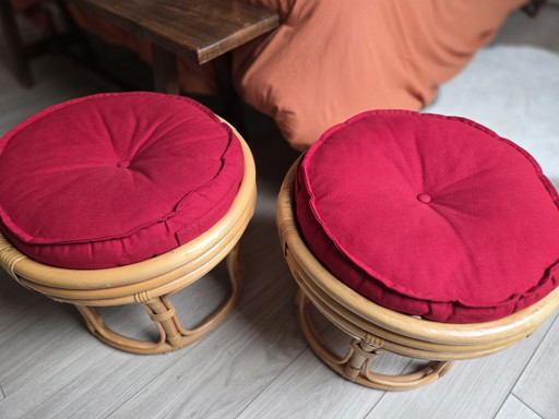 Duo de poufs en rotin – zitzakken, Rattan