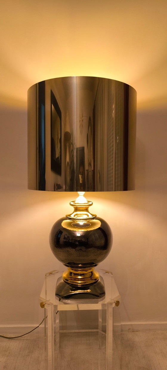 Image 1 of 💎 ✨ Magnifique grande lampe italienne 1960 céramique / or — Esprit Bitossi / Zaccagnini ✨💎