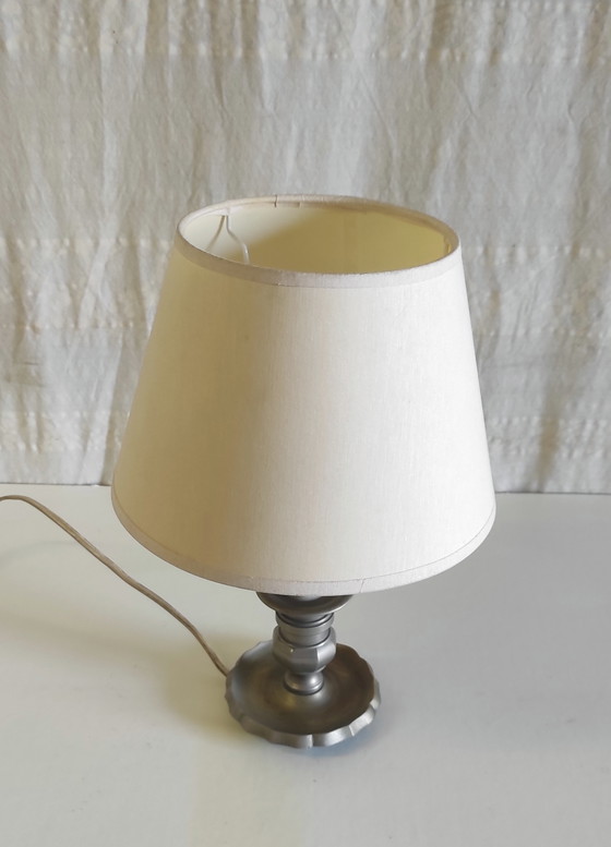 Neoclassical Style Pewter Table Lamp - Mid-20th Century – Metal (photo 6 of 8)