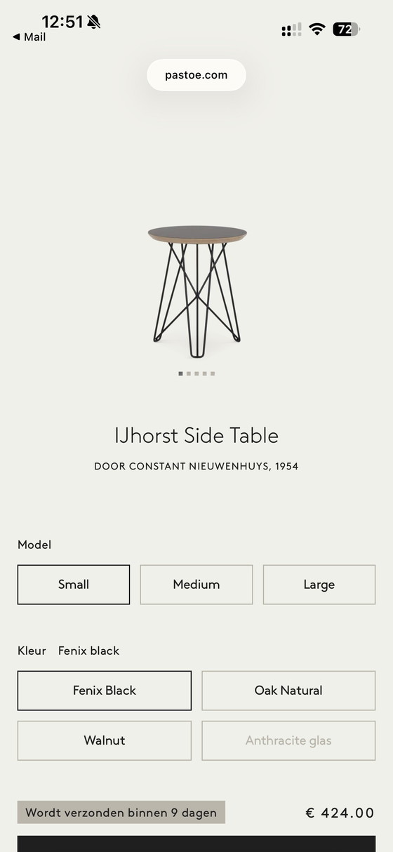 Image 1 of Pastoe IJhorst side table small, Fenix ​​Black, small, new (retail €424)