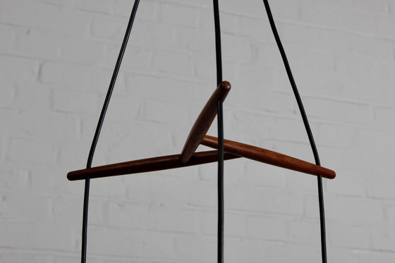 Drieflammige Deense plafondlamp teak vintage – Hanglampen, Wood, Glass, Scandinavian (photo 2 of 13)