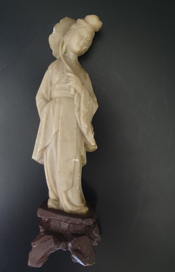 Image 1 of Handgesneden vintage Chinese sculpturen – set van 2 (25 cm en 16 cm)