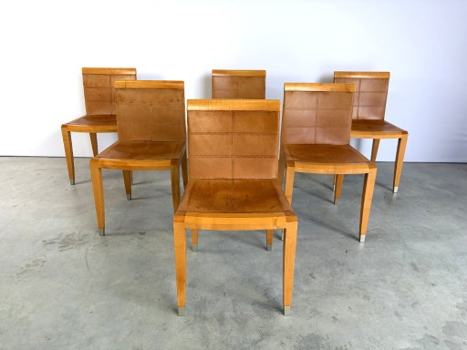 Vintage aro Eetkamerstoelen van Chi Wing Lo voor Giorgetti, set van 6 - jaren 90