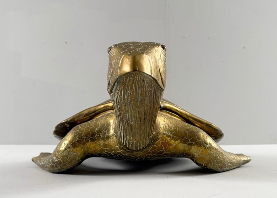 Image 1 of Hollywood Regency, scultura di tartaruga in ottone/scatola/tartaruga a becco di civetta, Francia, anni '70