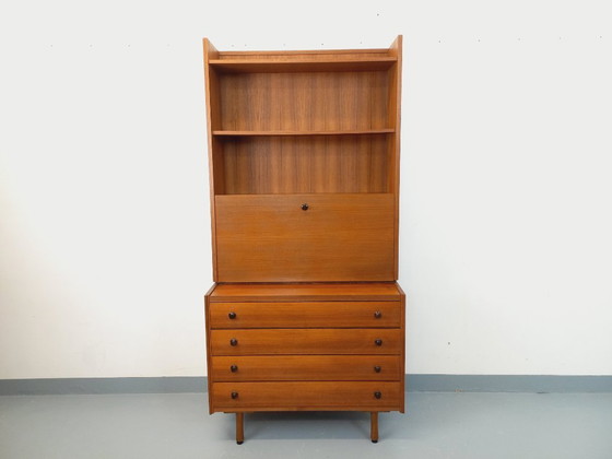 Image 1 of Meuble Bibliothèque Secrétaire de Rangement avec Commode Vintage en Teck des Années 60 70