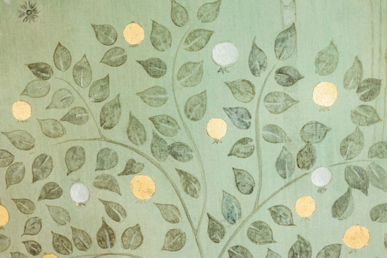 Image 1 of Painted canvas, or decorative panel, Parrots and bird. Contemporary.