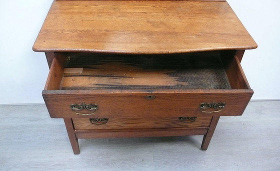 Image 1 of Cassettiera antica con specchio, 3 cassetti e specchio basculante, noce americano, circa 1900