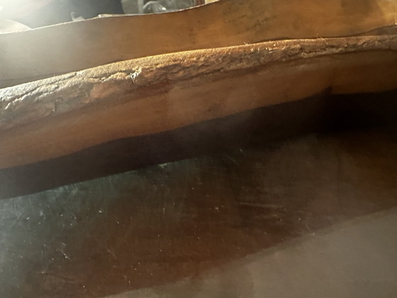 Image 1 of Grande coupe / Vide Poche sculptée en Bois - Artisanat Vintage 38 / 14 cm