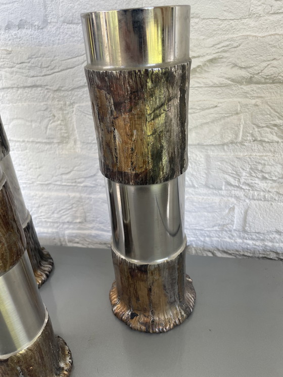 Image 1 of Satz von 3 brutalistischen Metallen aus Duitsland aus den Jahren 60/70