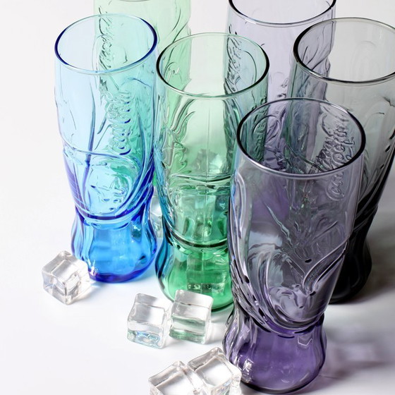 Image 1 of Set of 6 Luminarc Coca-Cola Art Nouveau Glasses, McDonald's / France / 2008
