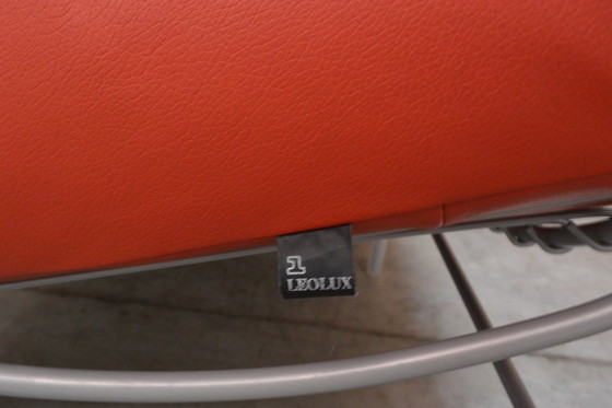 Image 1 of Red leather Leolux Volare design two-seater sofa