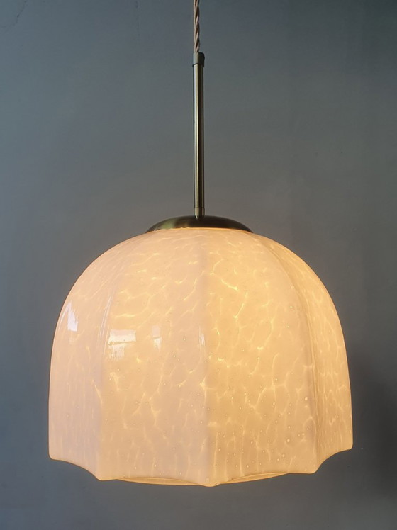 Vintage Large Pendant Lamp of Swirled Glass - Murano Style, Glashütte Limburg, Metal, Murano Glass, Gold (photo 14 of 17)