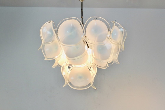 Vistosi Chandelier in White Handblown Murano Glass, Italy (photo 12 of 12)