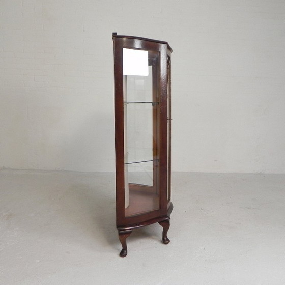 Image 1 of English Art Deco display cabinet on ornate legs, 1930s