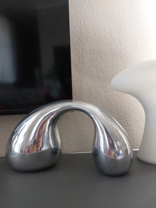 Sculpture biomorphique vintage Ikea Globular Peter et Eva Moritz, en aluminium chromé, années 90