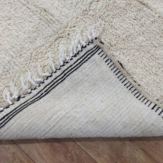 Image 1 of Berber Rug Cream Black Border – Natural Wool Handwoven Minimalist (210×150 cm)
