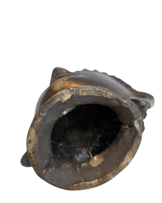 Testa di Buddha antica in bronzo dorato – Himalaya, 096 – Sculture, Bronze (photo 9 of 9)