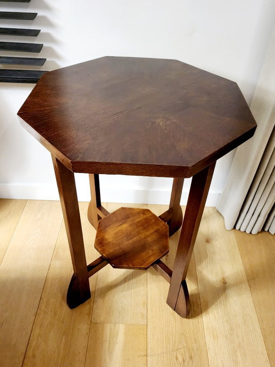 Image 1 of Art Deco wooden side table or plant table, octagonal