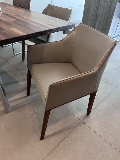 6 chaises de salle à manger Leolux Pyrite en cuir lisse en parfait état
