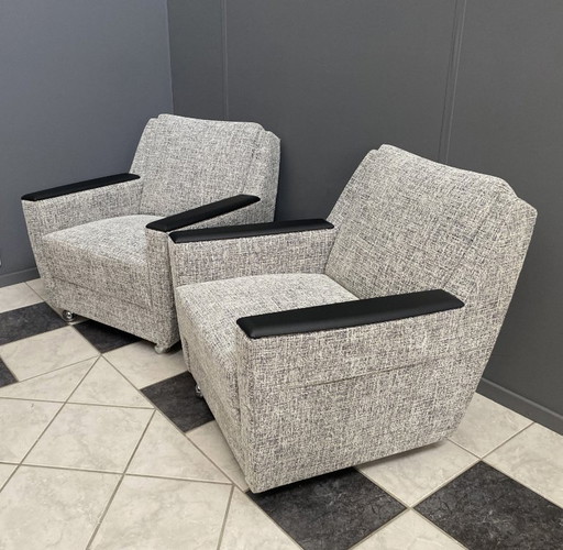 set of 2 grey relax chairs on castors 1970s