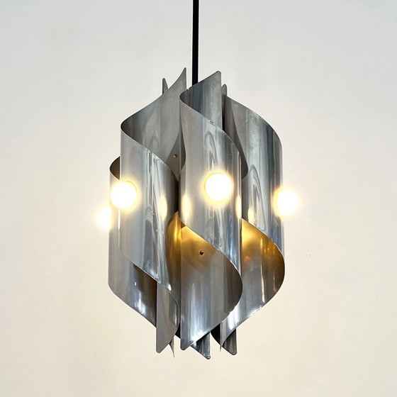 Image 1 of Spiralförmiger, verchromter Kronleuchter im Weltraum-Stil, 1970er Jahre
