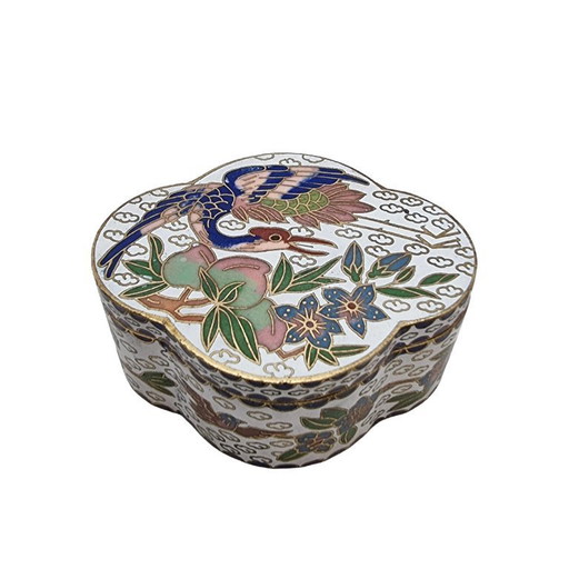 Vintage chinesische Cloisonné-Schmuckschatulle mit Phönixmotiv