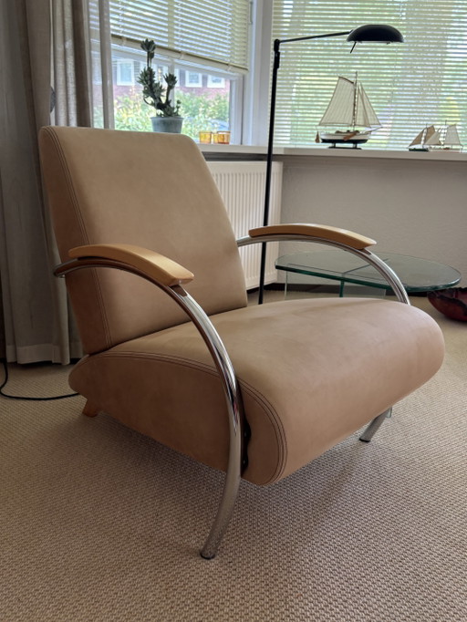 Fauteuil Lotus 5470 | Jan Des Bouvrie | Cuir souple beige – Gelderland, Leather