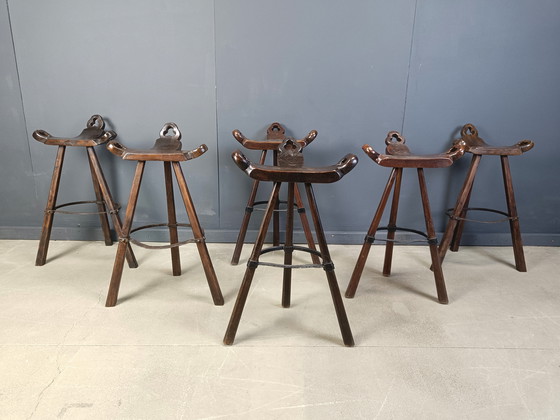 Image 1 of Mid century brutalist bar stools - set of 6, 1960s