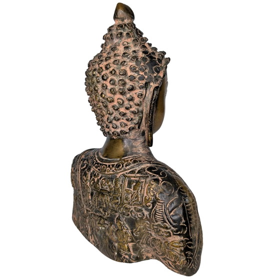 Buste de Bouddha Shakyamuni – Bronze doré au feu – Gravures au dos – Sculptures (photo 4 of 9)