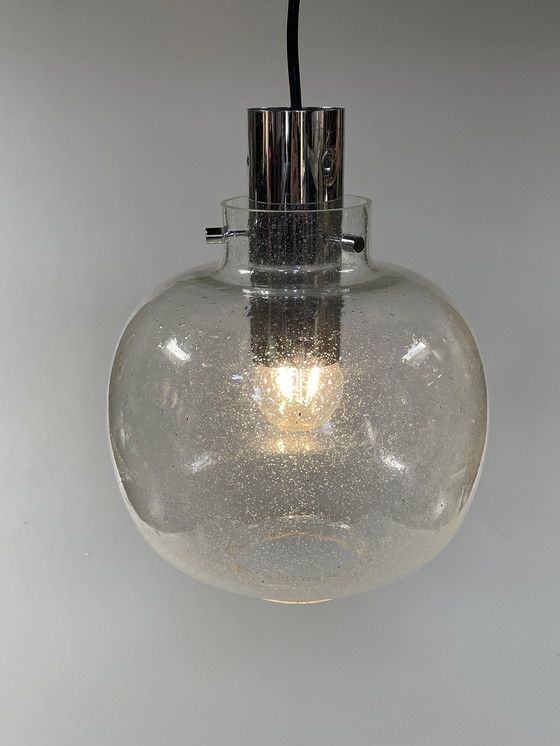 Image 1 of Glass Space Age Pendant Lamp, Glashütte Limburg, Germany 1970's