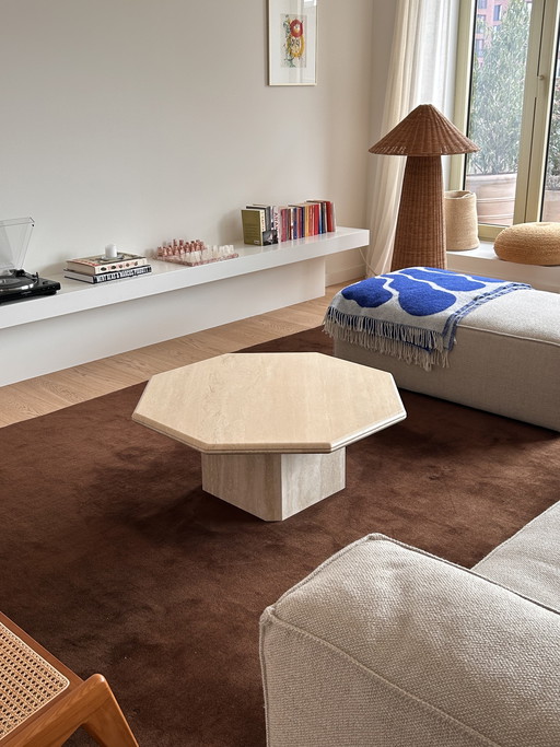 Vintage travertine coffee table, 1980s Italy 