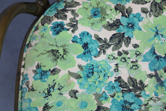 Image 1 of 1980er Set aus vier Rattansesseln mit Stoffpolstern