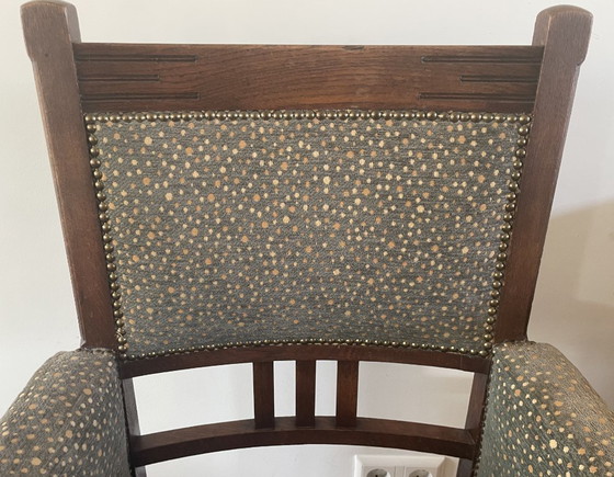 Image 1 of Amsterdam School - Two oak armchairs