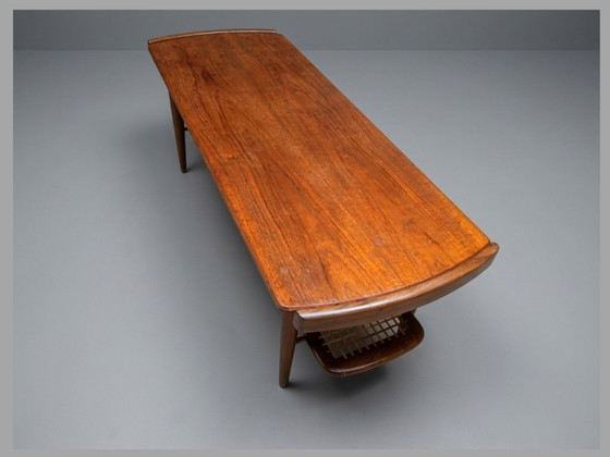 Image 1 of Louis van Teeffelen Coffee Table No. 37 – Teak & Rattan, Webe, 1960s