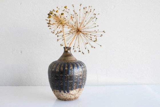 Image 1 of Mid-century Scandinavian modern brutalist art pottery vase by Mari Simmulson for Upsala Ekeby, Sweden, 1970s