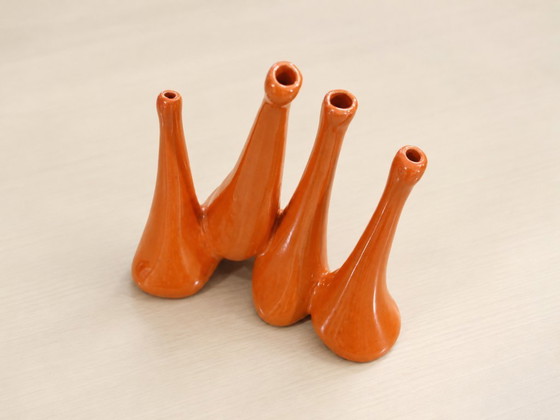 Image 1 of Antonia Campi vaas voor Società Ceramica Italiana Laveno, jaren 50, vintage oranje keramische vaas, Italiaans design