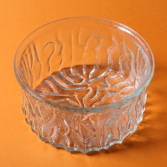 Image 1 of Vintage Pressed Glass Fruit Bowl: Large Bohemian Glass Union Centerpiece / 1970s
