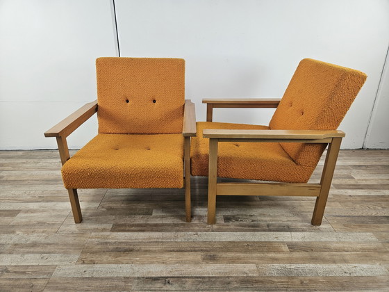 Image 1 of Pair Of 1960S Mid Century Upholstered Armchairs