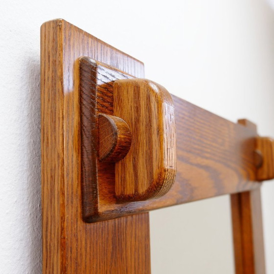 Image 1 of Specchio da parete brutalista con cornice in legno massello - anni '60