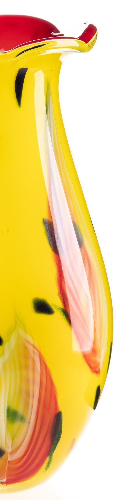 Image 1 of Muranostijl geel met rode glazen vaas