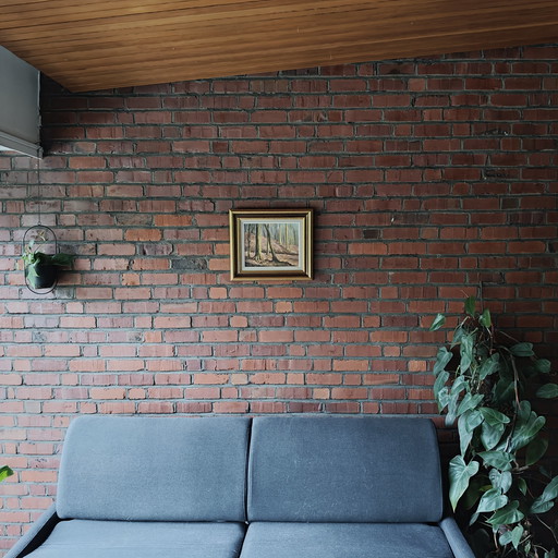 Beautiful and large Framed Belgian Forest Painting by Daniel Pierot (1896–1981) – Warm Vintage Atmosphere