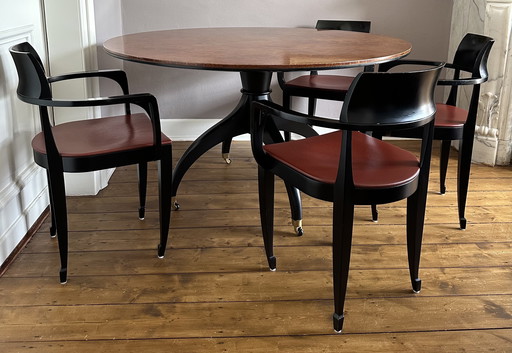 Giorgetti eetkamerset Tafel 50732 radica & Stoelen Ballerina Rosso Bulgare