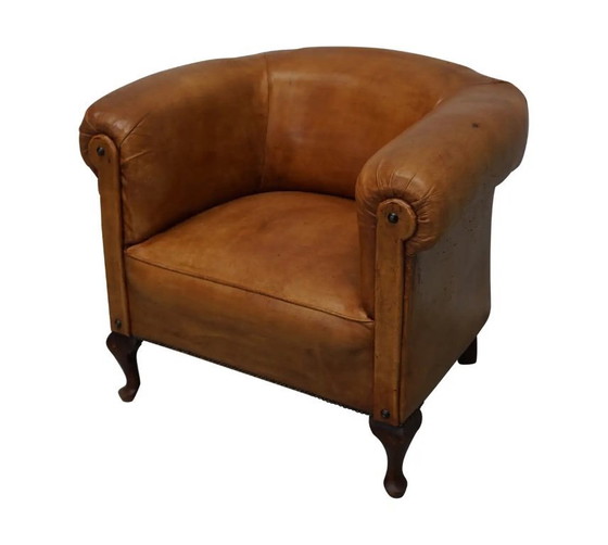 Image 1 of Vintage Nederlandse cognackleurige leren clubfauteuil