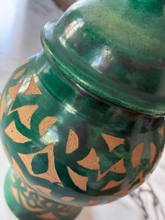 Image 1 of Moroccan carved terracotta pot