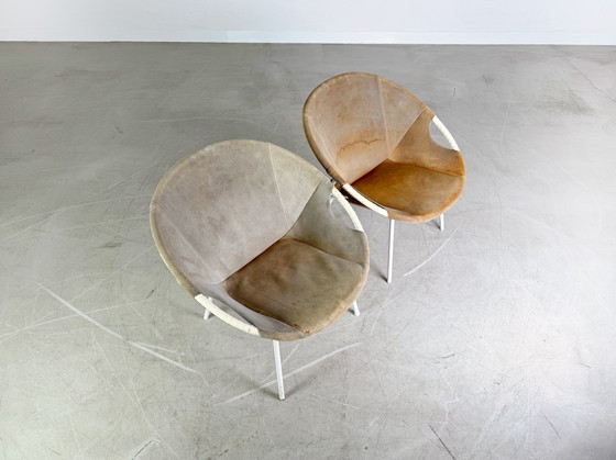 Image 1 of Set van 2 originele midcentury fauteuils Lusch & Co Baloon Chair suède